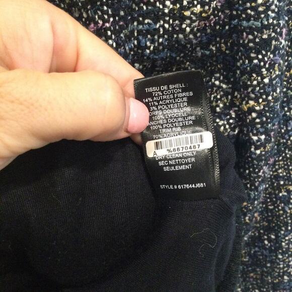 Rebecca Taylor multi tweed bomber jacket sz 4 short black cotton zip up textured - Picture 8 of 15